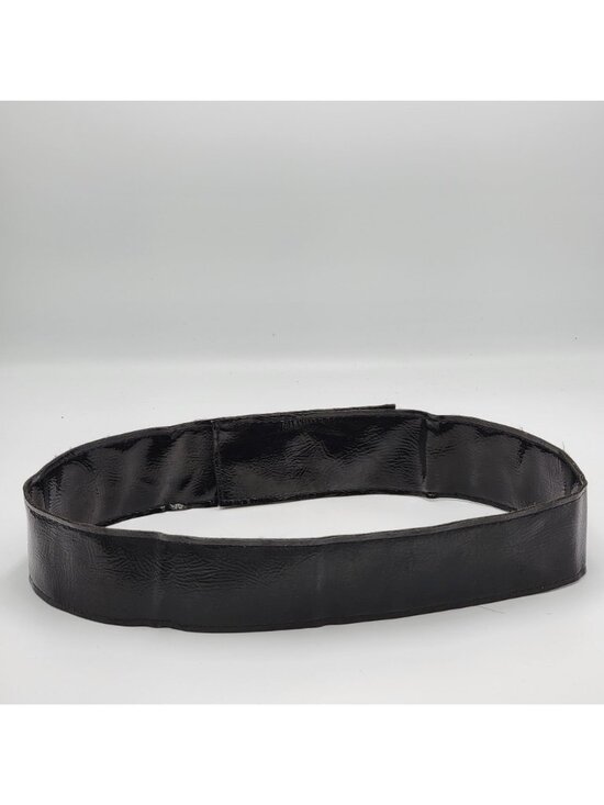 Vtg Black Patent Faux Leather Wide Belt with Snap Closure for Accessories or Cos main image 6